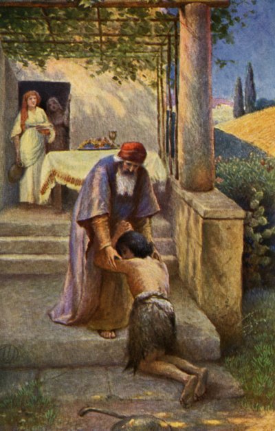 O filho pródigo, cena do Novo Testamento (impressão) de Max Hirmer
