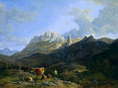 Paisagem alpina com Kampenwand de Max Joseph Wagenbauer