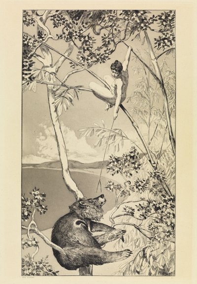 Urso e elfo (Intermezzi, opus IV, folha 1) de Max Klinger