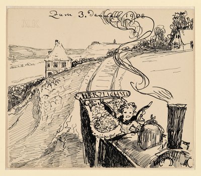 Felicitações pelo dia 3 de jan. de 1908 / Cartão de felicitações de Max Klinger