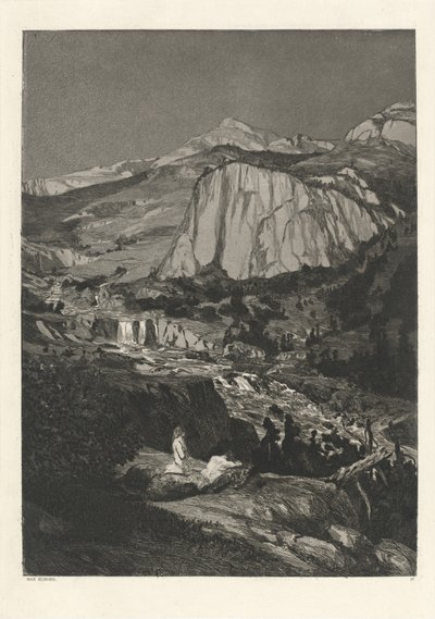 Moonlit Night Mondnacht: pl. 4, publicado em 1881. de Max Klinger
