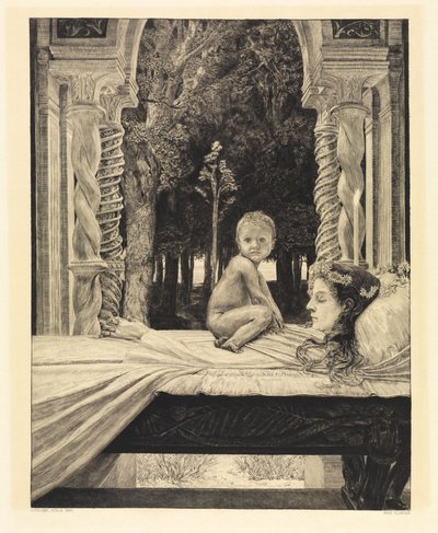 Mãe e Filho (Mãe Morta) (Sobre a Morte, Segunda Parte, Opus XI, folha 9) de Max Klinger