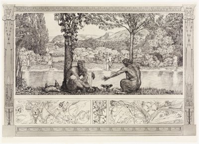 Narciso e Eco I (Salvamentos de vítimas ovidianas, opus II, prancha 7) de Max Klinger