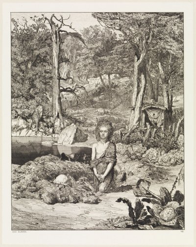 Simplicius junto ao túmulo do eremita (Intermezzi, Opus IV, estampa 8) de Max Klinger