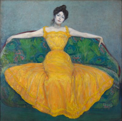 Senhora de amarelo, 1899. de Max Kurzweil