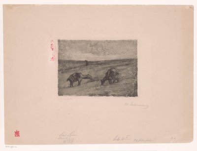 Paisagem com cabras pastando de Max Liebermann (signed by artist)