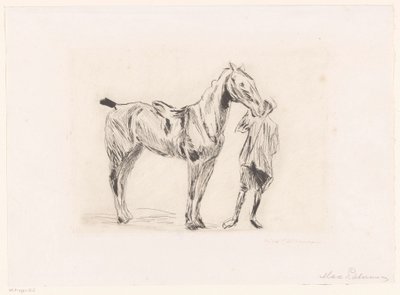 Homem com cavalo de sela de Max Liebermann (signed by artist)