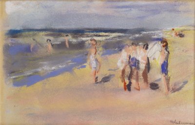 Praia, c.1910 (desenho a giz) de Max Liebermann