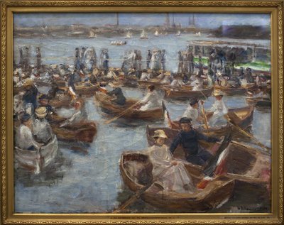 Noite no Fahrhaus em Uhlenhorster (subúrbios de Hamburgo). Pintura de Max Liebermann (1847-1935), Oil On Canvas de Max Liebermann