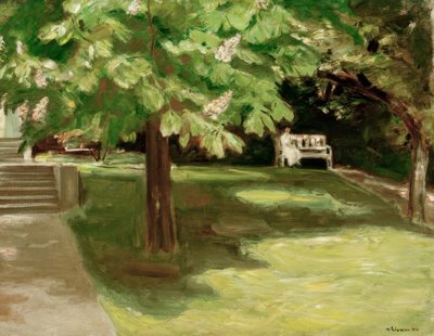 Banco de jardim sob o castanheiro - castanhas de Max Liebermann