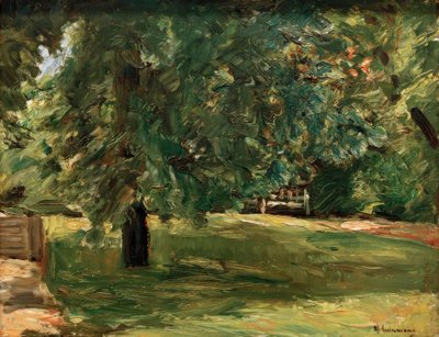 Banco de jardim sob o castanheiro no Wannseegarten de Max Liebermann