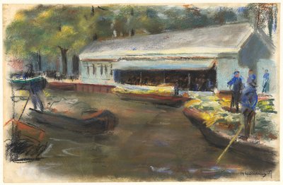 Gemusemarkt em Delft, 1907 de Max Liebermann