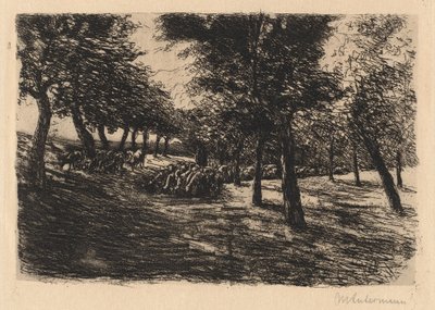 Rebanho de ovelhas sob árvores de Max Liebermann