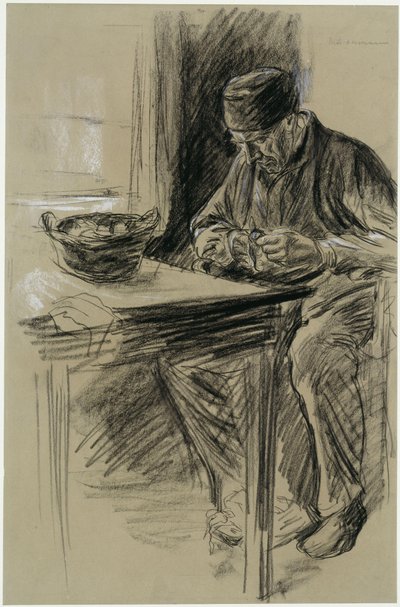 Velho a descascar batatas em Laren de Max Liebermann