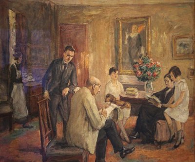 Família Liebermann. O artista a desenhar no círculo da sua família de Max Liebermann