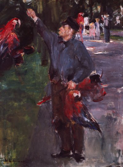 Homem com papagaios (óleo sobre tela) de Max Liebermann