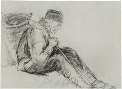 Camponês sentado de perfil de Max Liebermann