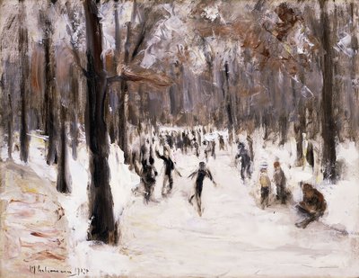 Patinadores no Tiergarten, Berlim; Patinadores no gelo no zoológico de Berlim, 1924 de Max Liebermann