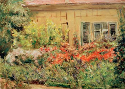 Wannseegarten. Plantas perenes de flores na casa de jardineiro ao norte de Max Liebermann