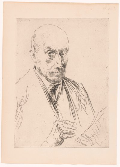 Auto-retrato de Max Liebermann, caneta de desenho na mão de Max Liebermann