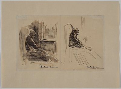 Dois retratos do seu pai, Louis Liebermann, numa poltrona de Max Liebermann