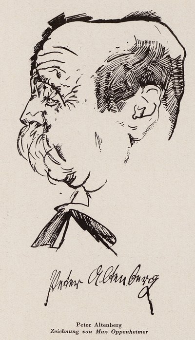 Peter Altenberg, escritor e poeta austríaco (litografia) de Max Oppenheimer