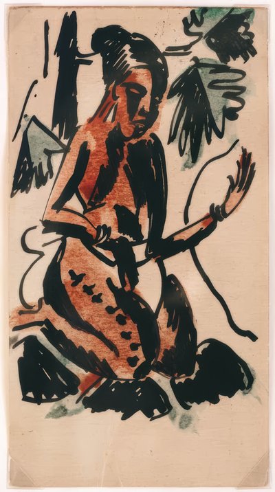 Eingeborene, kniend von Max Pechstein