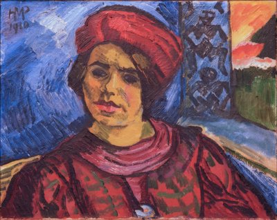 Junge Frau mit rotem Turban von Max Pechstein