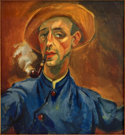 Selbstbildnis mit Hut und Pfeife von Max Pechstein