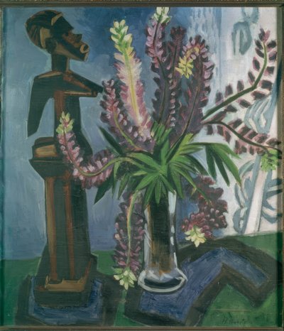 Figura do Pacífico Sul e flores de Max Pechstein
