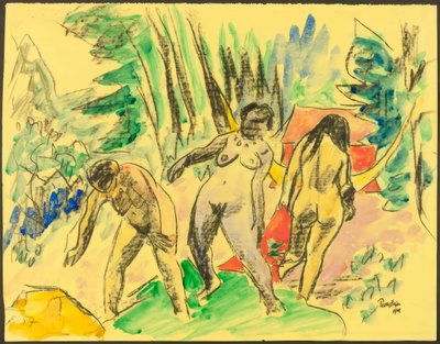 Três nus na floresta de Max Pechstein