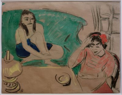 Duas raparigas à mesa de Max Pechstein