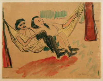 Zwei Mädchen in der Hängematte I von Max Pechstein