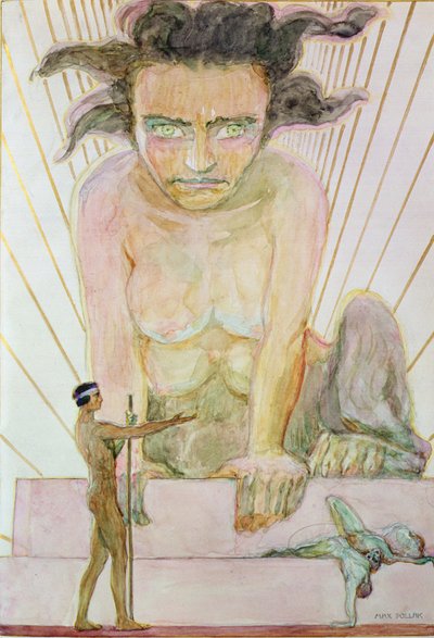 Édipo e a Esfinge (aguarela sobre papel) de Max Pollak