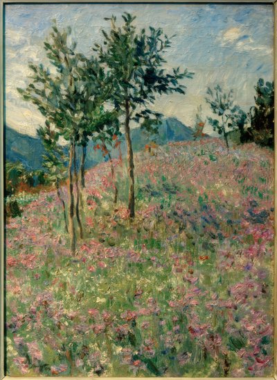 Paisagem montanhosa com campo de phacelia de Max Slevogt