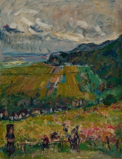 Paisagem palatinado, vintage em Neucastel. 1916 de Max Slevogt