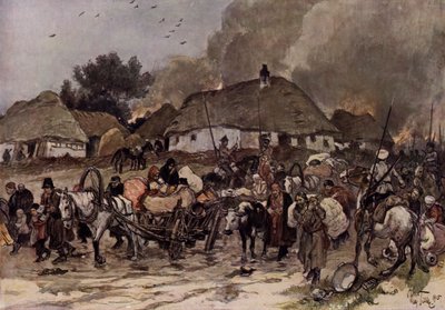 A caminho de Brest-Litovsk (litografia a cores) de Max Tilke