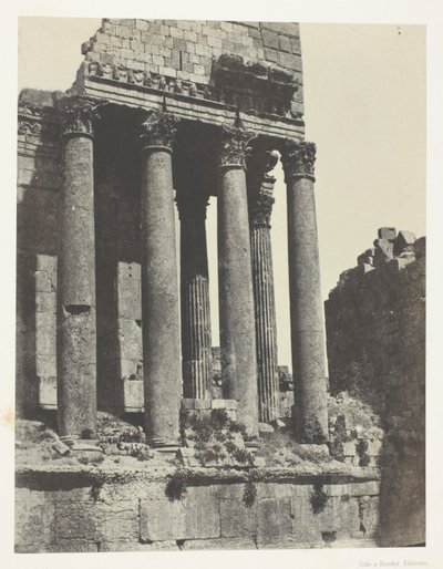 Baalbeck (Heliópolis), Templo de Júpiter, vista tirada do ângulo sudeste; Síria de Maxime Du Camp