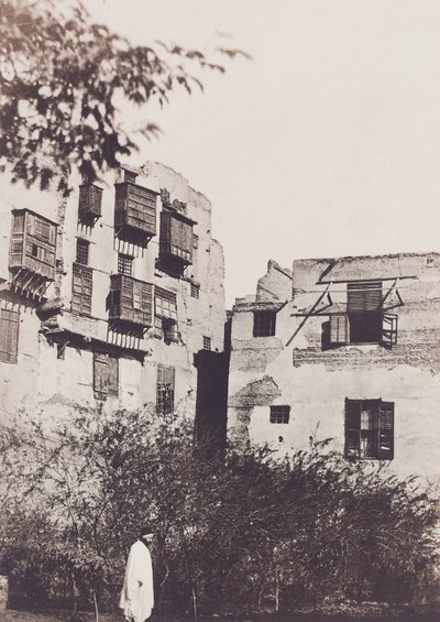Cairo, casa e jardim no Bairro Francês, com Gustave Flaubert, 1850 de Maxime Du Camp