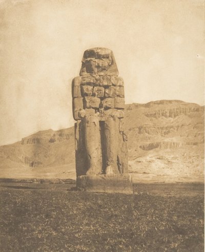 Colosso Restaurado de Amenophis III, Estátua Vocal de Tebas ou Colosso de Memnon, 1849-50. de Maxime Du Camp