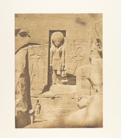 Dekoration des Eingangs des großen Spéos von Abousembil (Der Gott Phré empfängt die Opfergaben von Ramses dem Großen) de Maxime Du Camp
