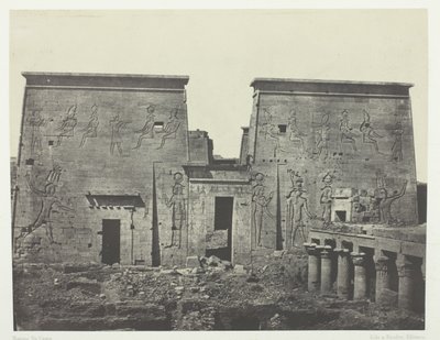 Drômos e Philônes, Grande Templo de Ísis em Pilônes; Núbia, chapa 72 do álbum "Egypte, Nubie, Palestine et Syrie" (1852) de Maxime Du Camp
