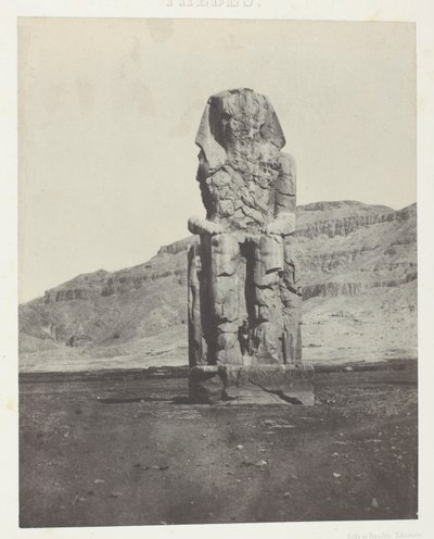 Gournah, Colosso monolítico de Amenopht III; Tebas, placa 56 do álbum "Egypte, Nubie, Palestine et Syrie" (1852) de Maxime Du Camp