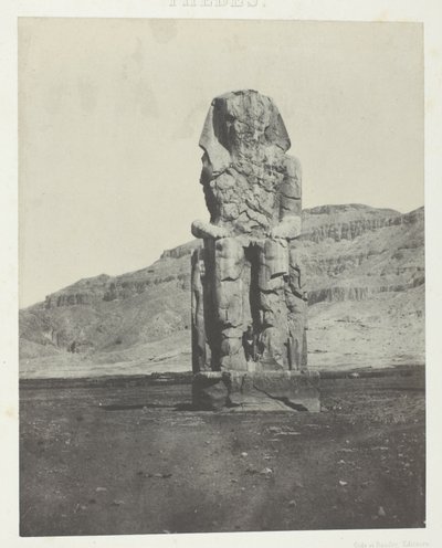 Gournah, Colosso monolítico de Amenopht III; Tebas, placa 56 do álbum "Egypte, Nubie, Palestine et Syrie" (1852) de Maxime Du Camp
