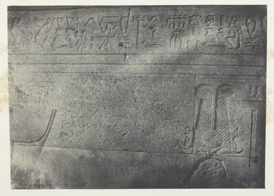 Grande Templo de Ísis em Filo, inscrição demótica; Núbia, chapa 76 do álbum "Egypte, Nubie, Palestine et Syrie" (1852) de Maxime Du Camp