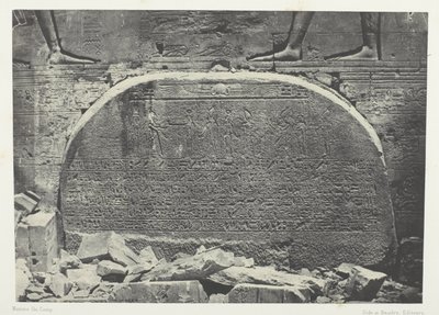 Grande Templo de Ísis em Philoe, Proscynema (Ato de Adoração); Núbia, chapa 75 do álbum "Egypte, Nubie, Palestine et Syrie" (1852) de Maxime Du Camp