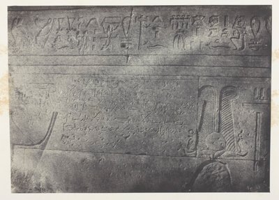 Grande Templo de Ísis em Filo, inscrição demótica; Núbia, chapa 76 do álbum "Egypte, Nubie, Palestine et Syrie" (1852) de Maxime Du Camp