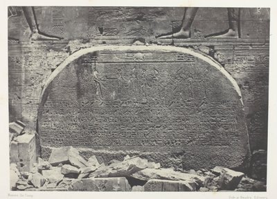 Grande Templo de Ísis em Philoe, Proscynema (Ato de Adoração); Núbia, chapa 75 do álbum "Egypte, Nubie, Palestine et Syrie" (1852) de Maxime Du Camp