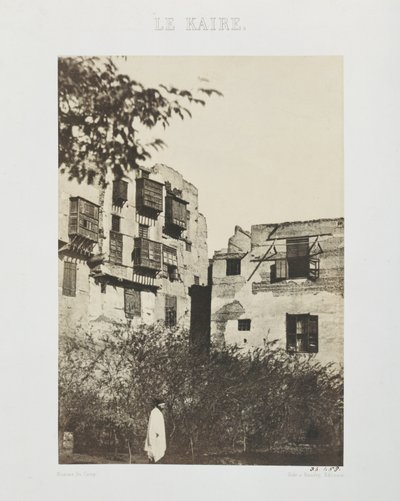 Casa e jardim no French Quarter, Egito, 1850 (sal papel de impressão de papel de cera negativo) de Maxime Du Camp