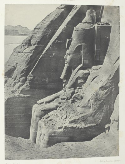 Ibsamboul, Colosse Oriental Du Spéos De Phrè, Vu De Profil; Nubie, chapa 104 do álbum "Egypte, Nubie, Palestine et Syrie" (1852) de Maxime Du Camp
